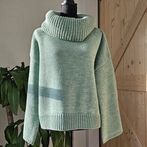 J.ING size S/M women‎ sage knit sweater with large foldover neckline
